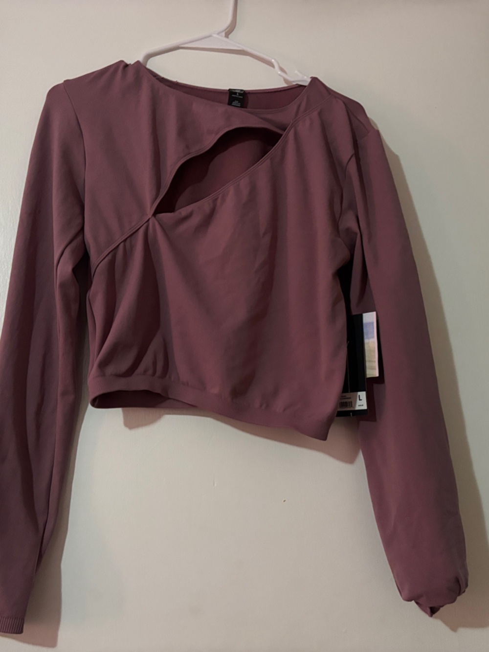 Women’s Dusty Rose Cutout Long Sleeve Crop Top